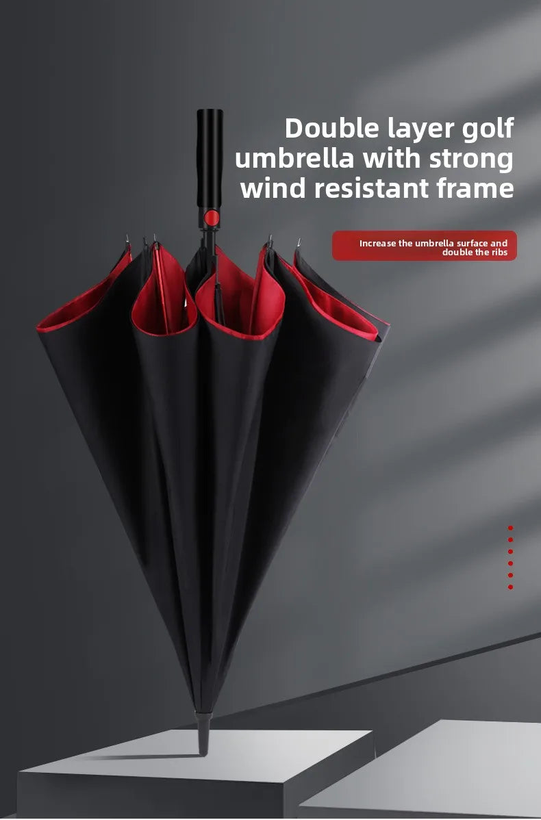 large golf umbrella closed compact view dark background