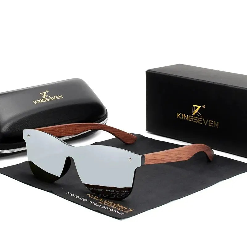 KINGSEVEN Unisex Natural Wooden Sunglasses for Driving.