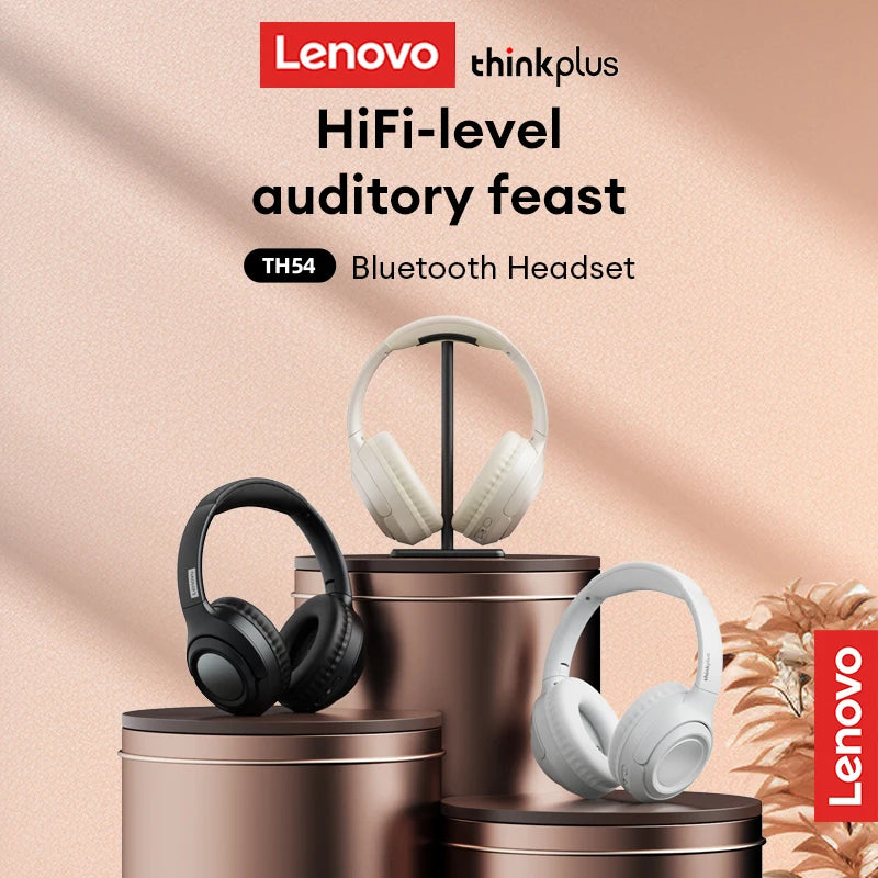 Original Lenovo TH54 Head Mounted Wireless Bluetooth Headphones Call Game Noise Cancelling Earphones Long Battery Sport Earbuds