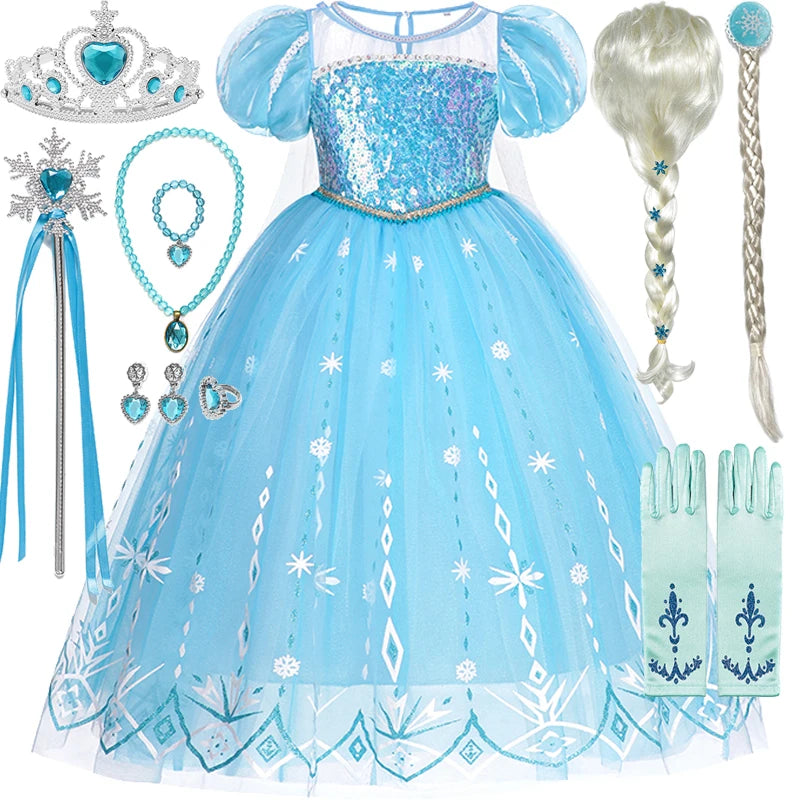 Disney Frozen Elsa Dress for Baby Girls 2-8 Years Christmas Birthday Gift