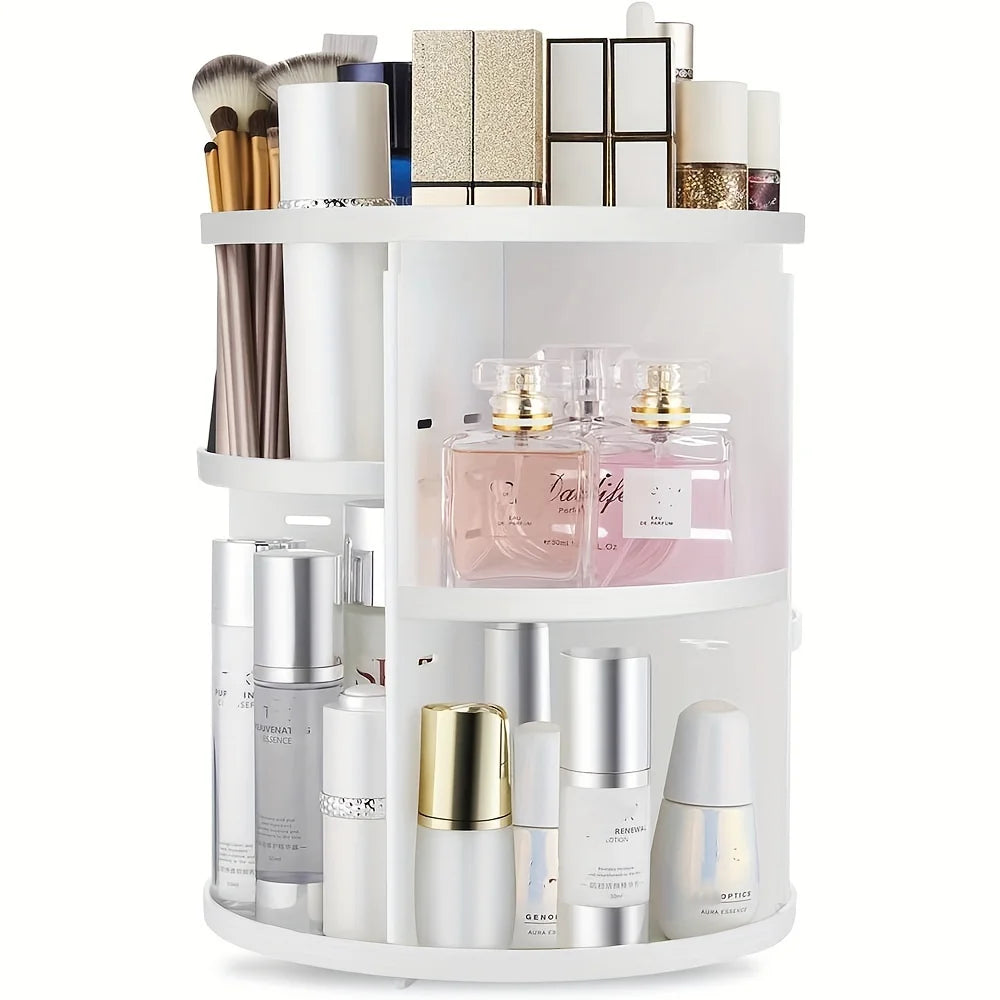360° Rotating Makeup Organizer Clear Cosmetic Shelf