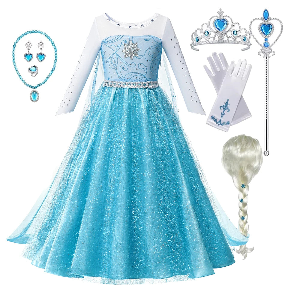 Princess Elsa & Anna Girls Costume Dress for Parties