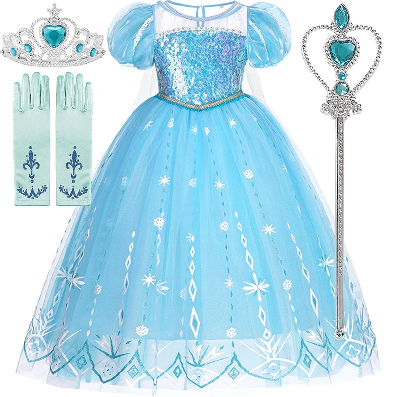 Disney Frozen Elsa Dress for Baby Girls 2-8 Years Christmas Birthday Gift