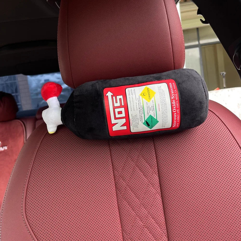 Car Neck Pillow Headrest Cushion Plush NOS Bottle Design