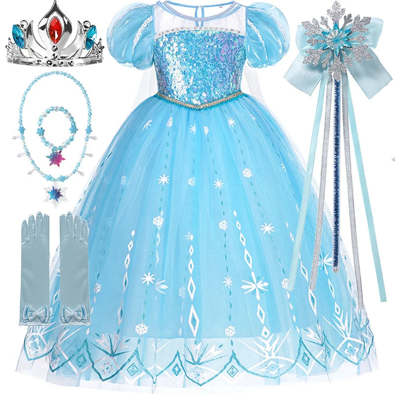 Disney Frozen Elsa Dress for Baby Girls 2-8 Years Christmas Birthday Gift