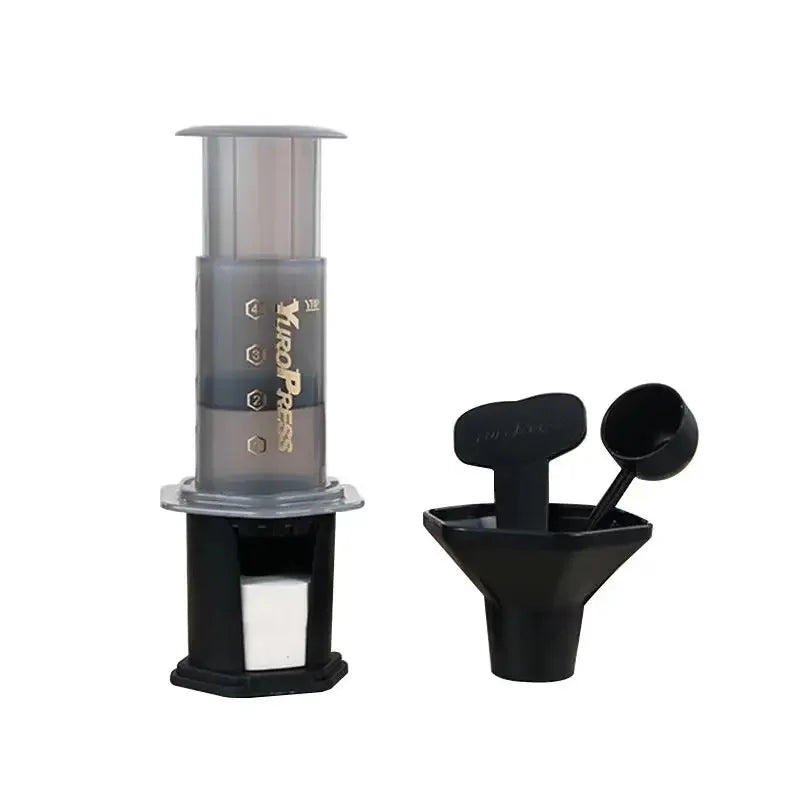 K'Zero Press coffee maker with scoop on a white background