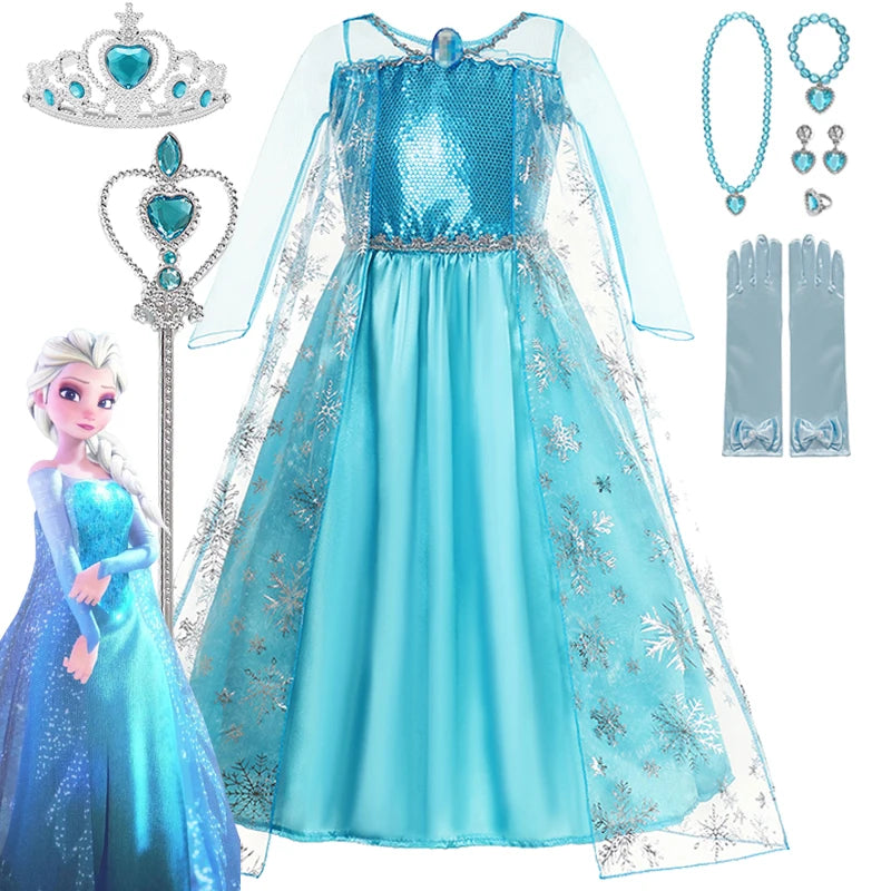 Disney Frozen Elsa Dress for Baby Girls 2-8 Years Christmas Birthday Gift