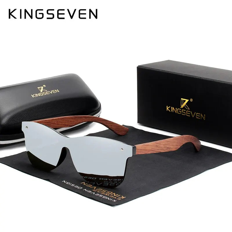 KINGSEVEN Unisex Natural Wooden Sunglasses for Driving.