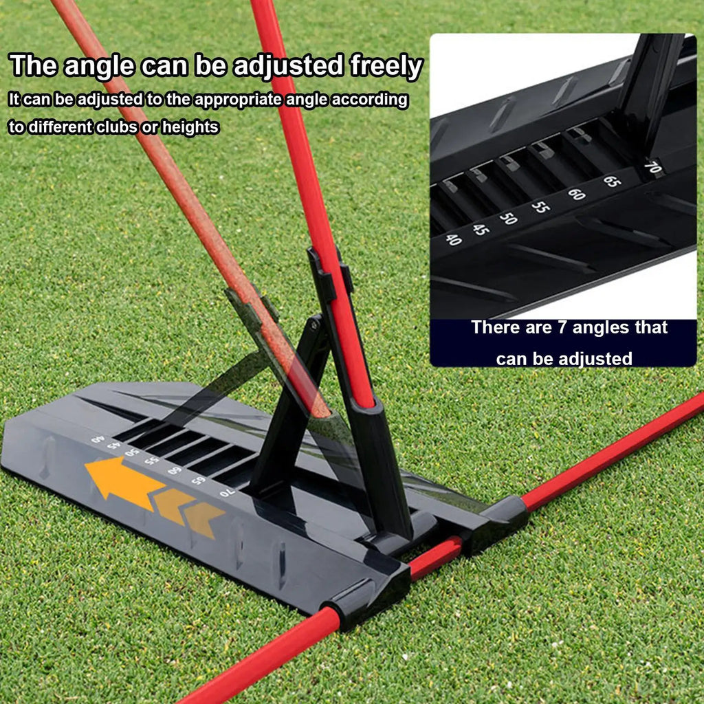Golf alignment sticks UK with adjustable on a grass background