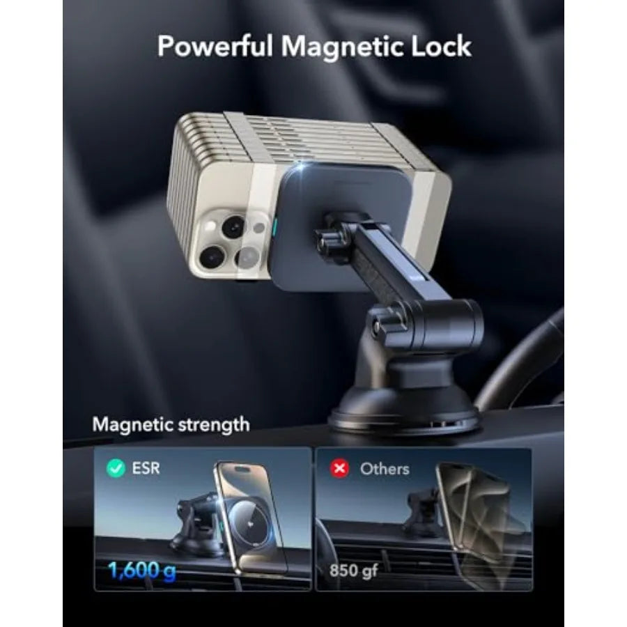 15W MagSafe Car Mount Charger for MagSafe Car Charger Suction Cup Magnetic Wireless Car Charging Dashboard Car Phone Mo