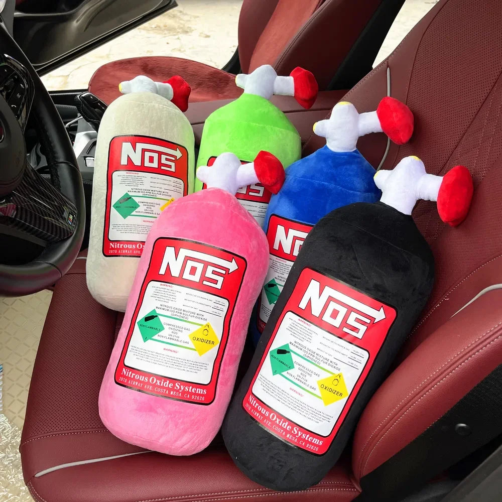 Car Neck Pillow Headrest Cushion Plush NOS Bottle Design