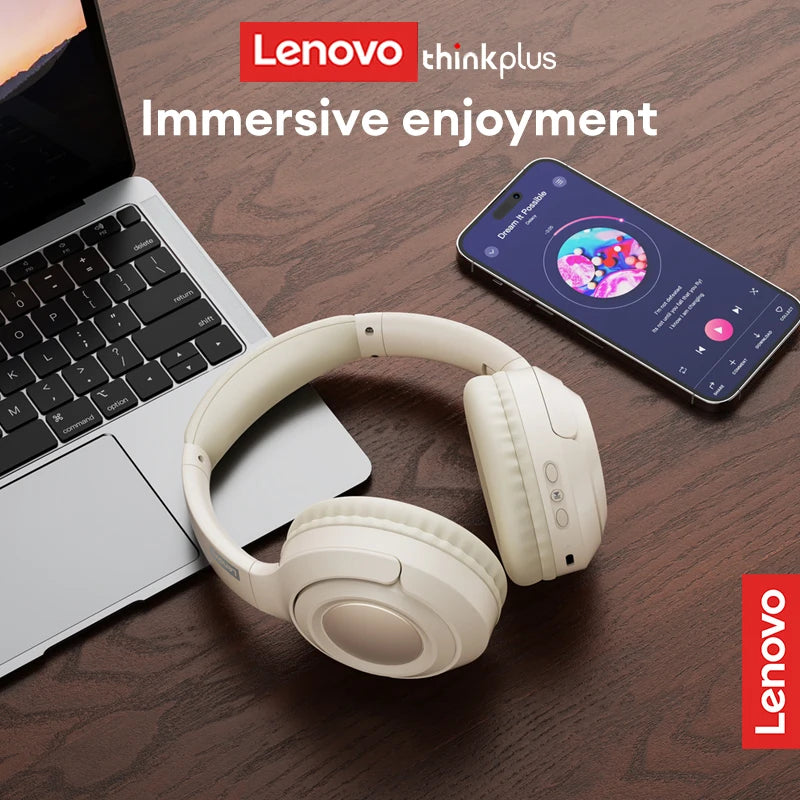 Original Lenovo TH54 Head Mounted Wireless Bluetooth Headphones Call Game Noise Cancelling Earphones Long Battery Sport Earbuds