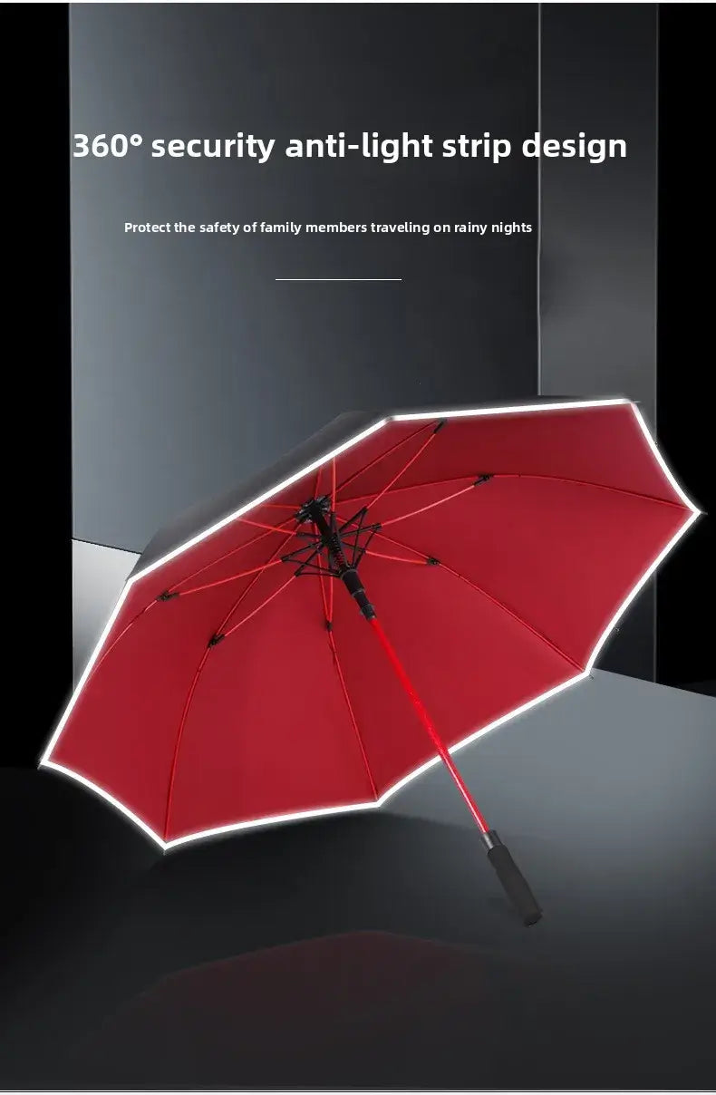storm resistant golf umbrella red accent close view
