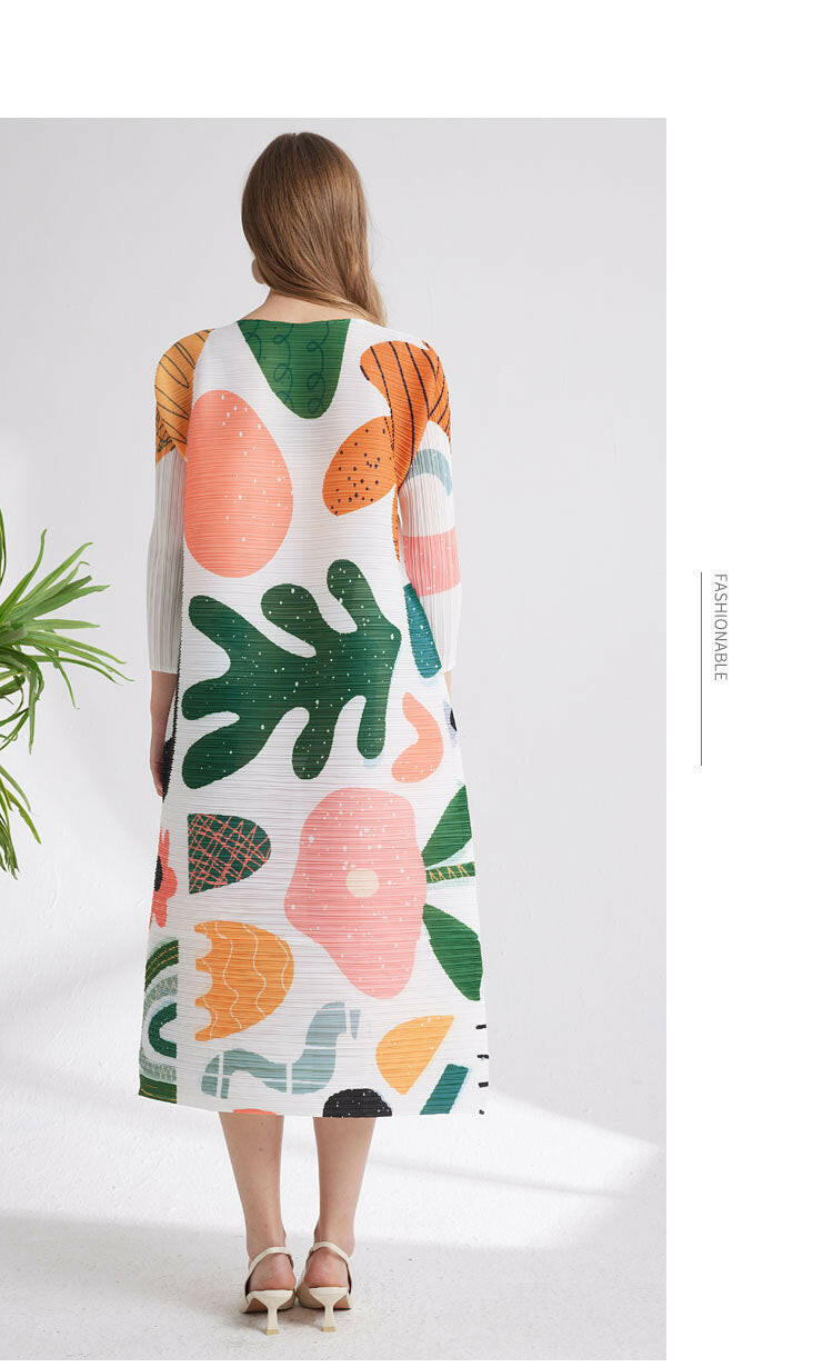 Women’s Printed Pleated Dress – Comfortable & Stylish Fashion Wear - Adistore