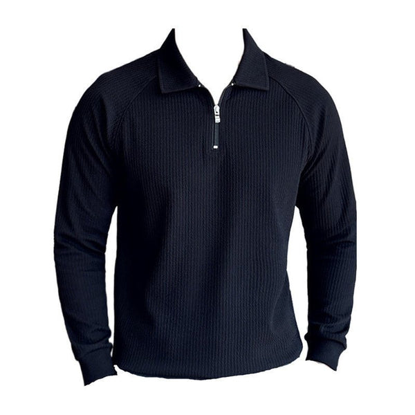 High Elastic Seersucker Half Zipper Polo Shirt – Stylish Men’s Casual Wear - Adistore