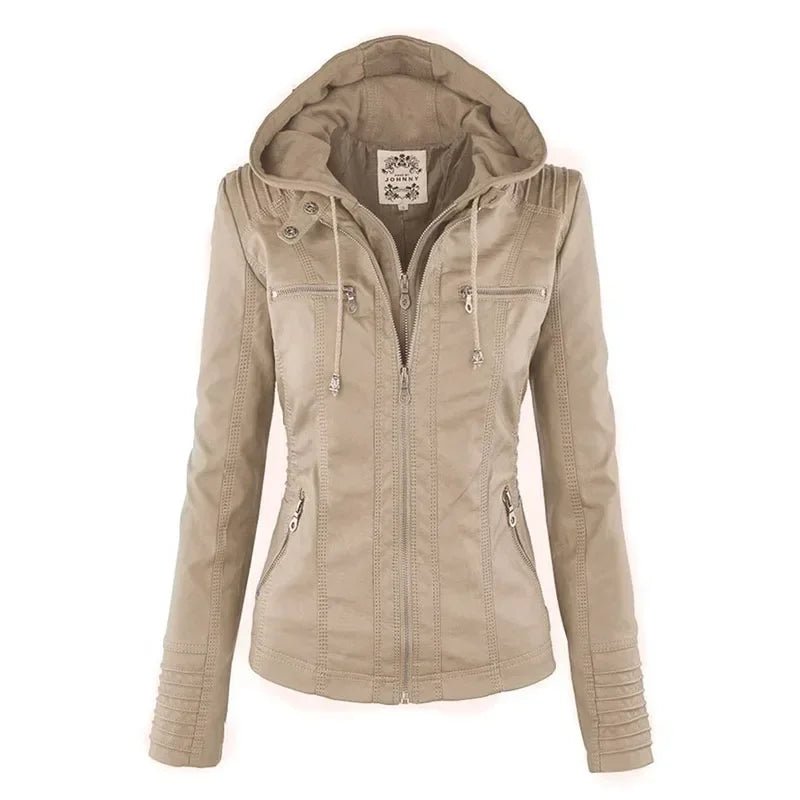 Faux Leather Jacket Women 2024  PU Leather Zipper Hoodies Outerwear Chaqueta