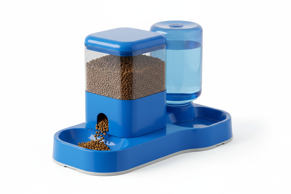 Blue Automatic Dog/Cat Feeder & Water Dispenser – Pet Food Container