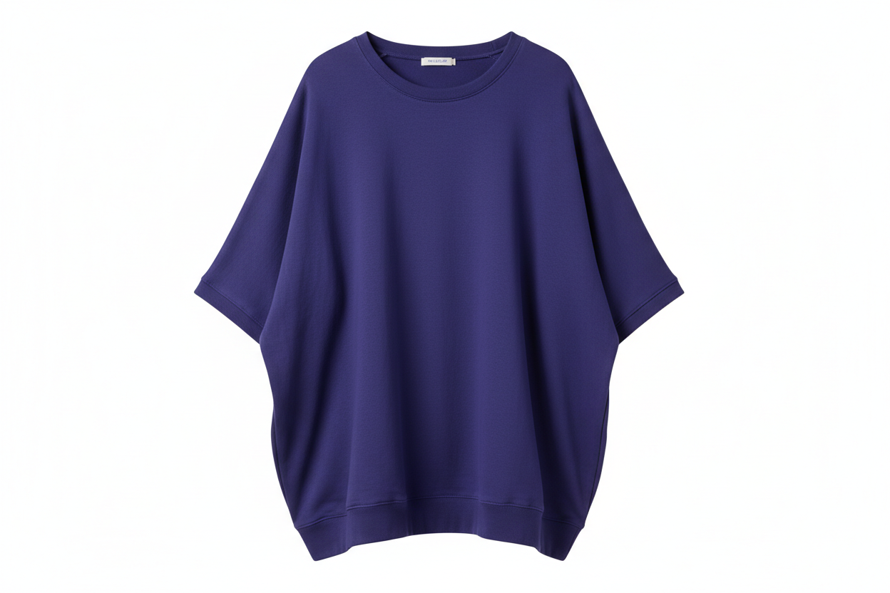 Blue Cotton Oversize Sweatshirt for Women – O-Neck Loose Pullover-violet
