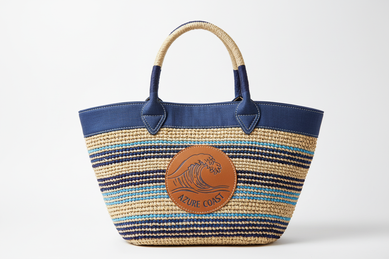 Bohemian Beach Straw Tote Bags for Women – Luxury Designer Handbags -blue