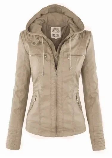 Faux Leather Jacket Women 2024  PU Leather Zipper Hoodies Outerwear Chaqueta