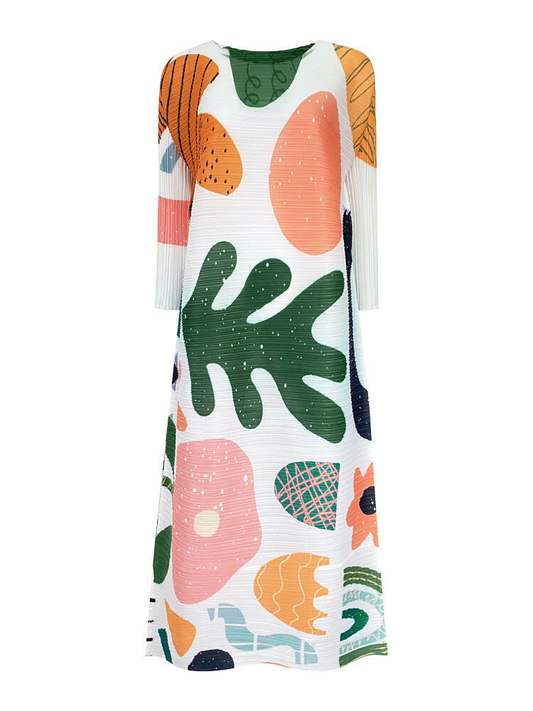 Women’s Printed Pleated Dress – Comfortable & Stylish Fashion Wear - Adistore