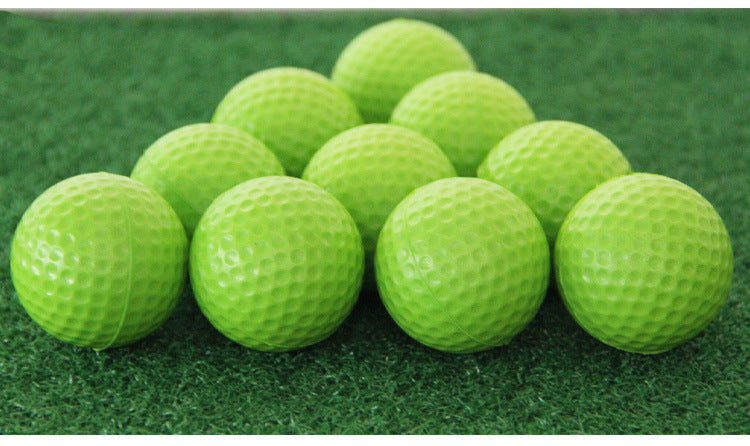 Foam golf practice balls UK — group of green PU sponge indoor outdoor practice balls