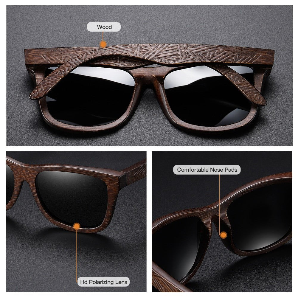 GM Natural Bamboo Wooden Handmade, Polarised Sunglasses.