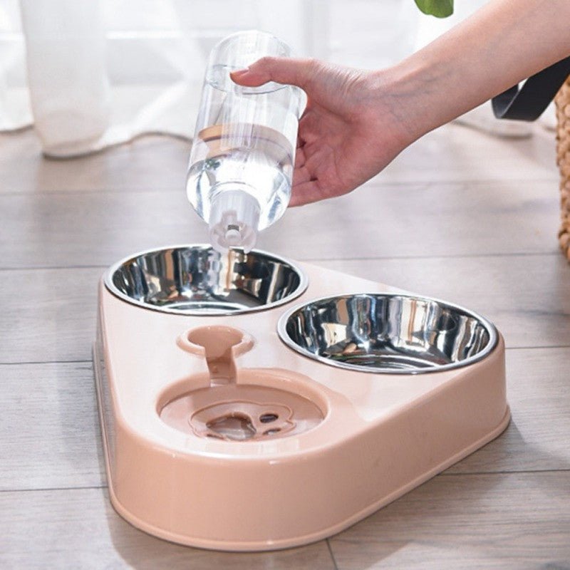 Stainless Steel Dog /Cat Feeder Bowl With Water Bottle - 500ML.