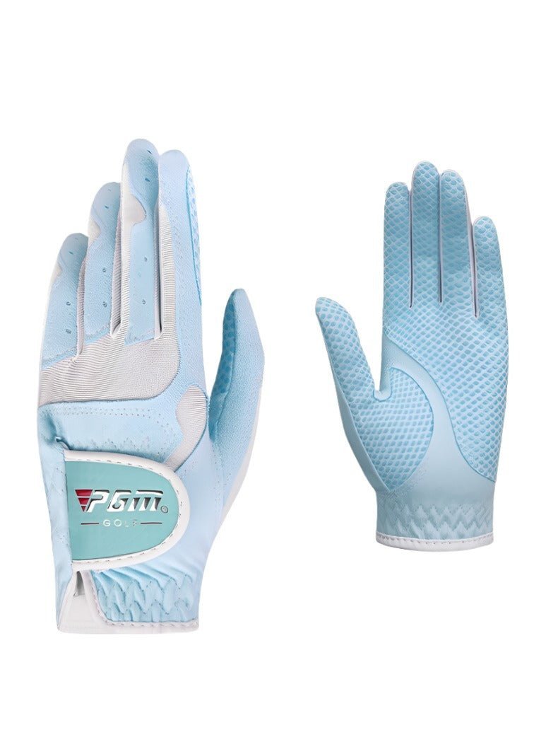 PGM Women's Blue Golf Gloves - 1 Pair, Soft Microfiber, Slip Resistance, Comfortable and Durable, Enhanced Grip for Improved Performance, Ideal for All Weather Conditions.