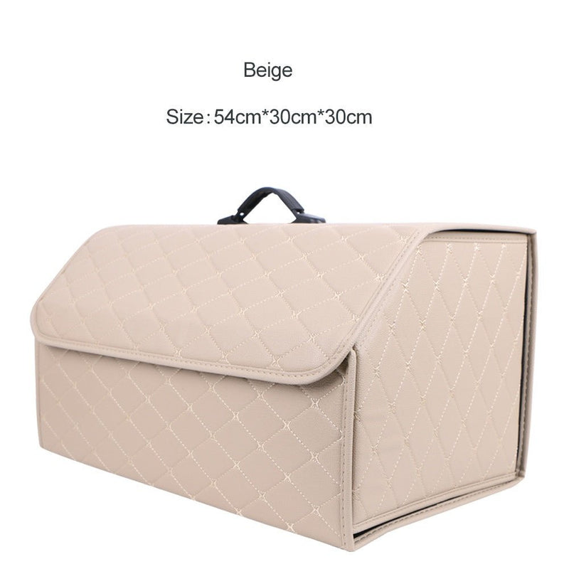 Leather Car Trunk Organizer Box – Large Capacity Folding Storage Bag - Adistore