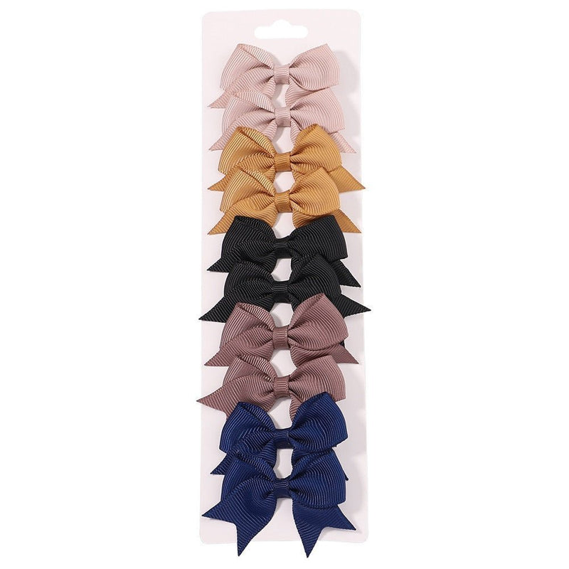 10Pcs Baby Girl Handmade Ribbon Bow Hair Clips – Soft & Stylish Set - Adistore