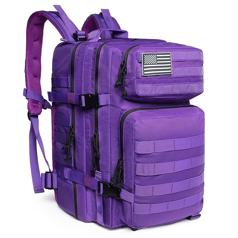 Purple coloured unisex Hiking, trekking and camping backpack.