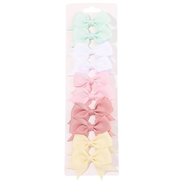 10Pcs Baby Girl Handmade Ribbon Bow Hair Clips – Soft & Stylish Set - Adistore