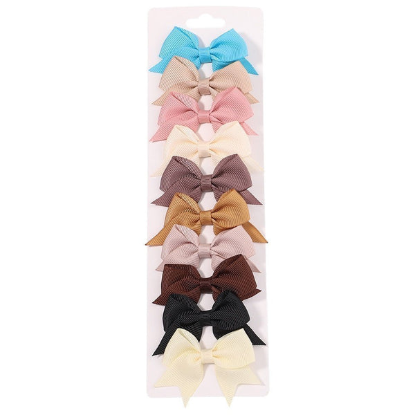 10Pcs Baby Girl Handmade Ribbon Bow Hair Clips – Soft & Stylish Set - Adistore