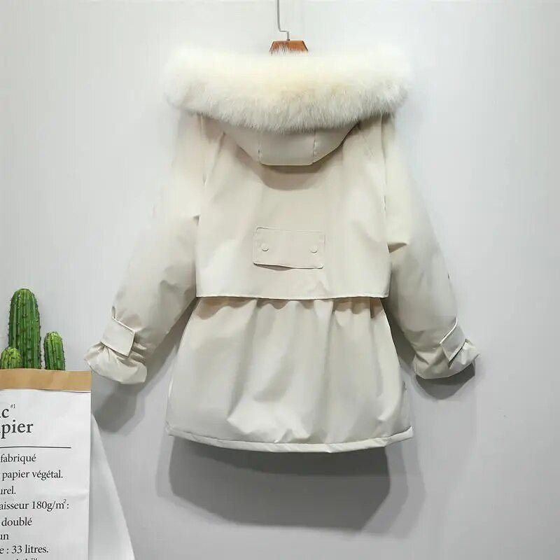 Fitaylor Women’s Winter Jacket – Large Natural Fox Fur Hooded Coat - Adistore