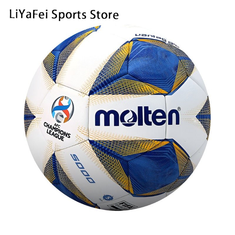 Official Molten 5000 Thermal Bonding Football - Size 5, as used in the Asian Cup Champions League, featuring advanced thermal bonding technology for superior performance on the soccer field.