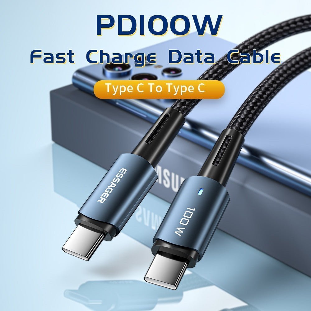 Essager Type C to C Fast Charging Cable – 100W for Phones, iPad, MacBook - Adistore