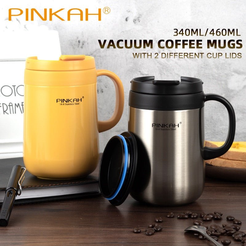 PINKAH Coffee Mug 304 Stainless Steel Thermos Mugs With Handle With Lid.