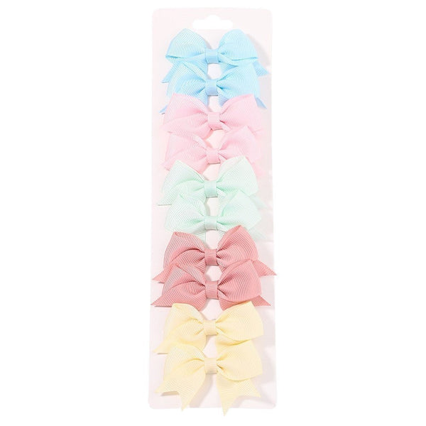 10Pcs Baby Girl Handmade Ribbon Bow Hair Clips – Soft & Stylish Set - Adistore