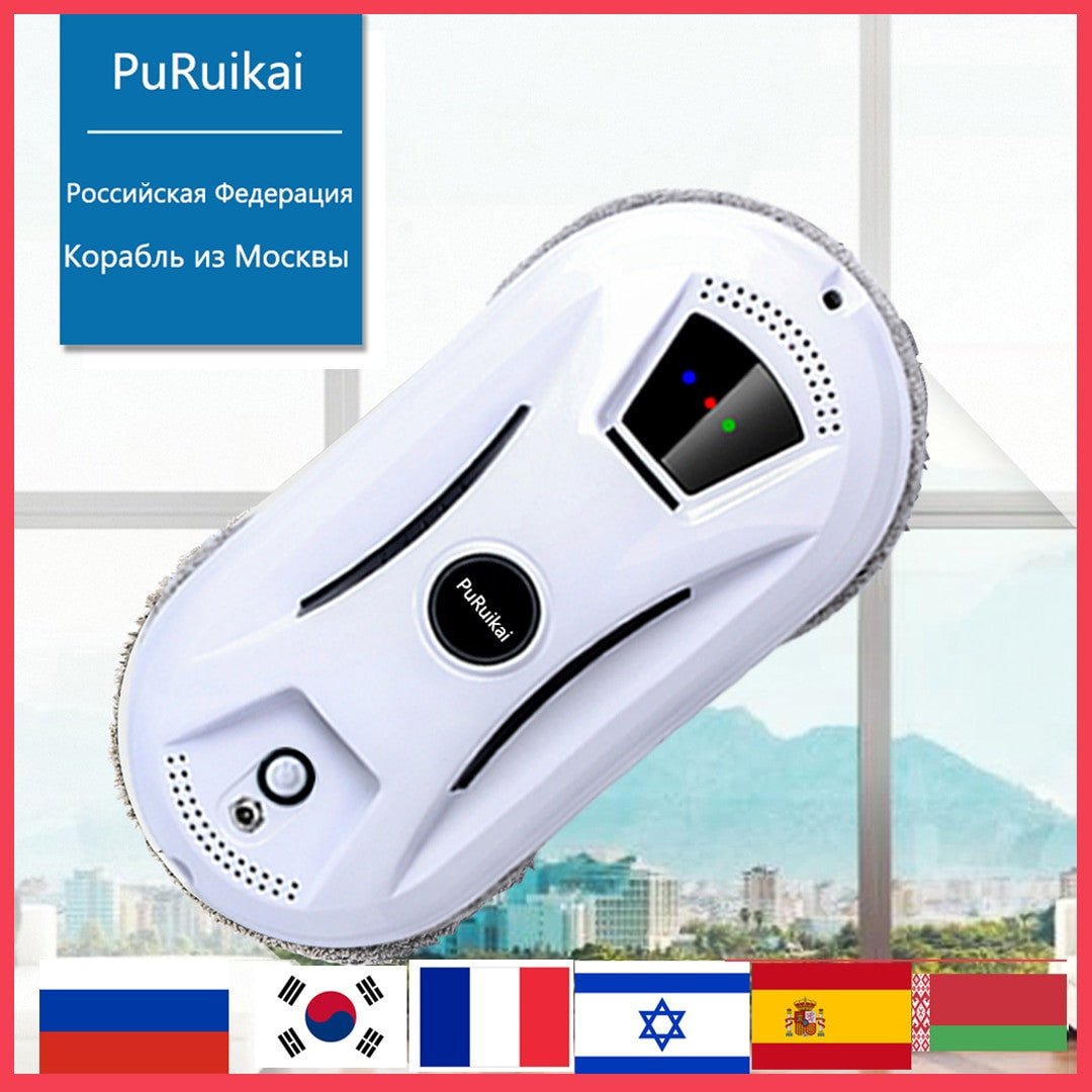 PuRuiKai Remote-Controlled Window Cleaning Robot - Effortlessly clean windows with this innovative device, featuring anti-falling technology for added safety.