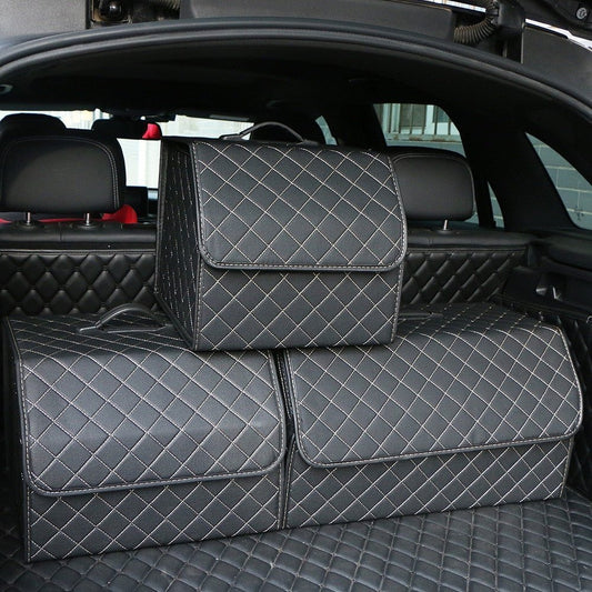 Leather Car Trunk Organizer Box – Large Capacity Folding Storage Bag - Adistore