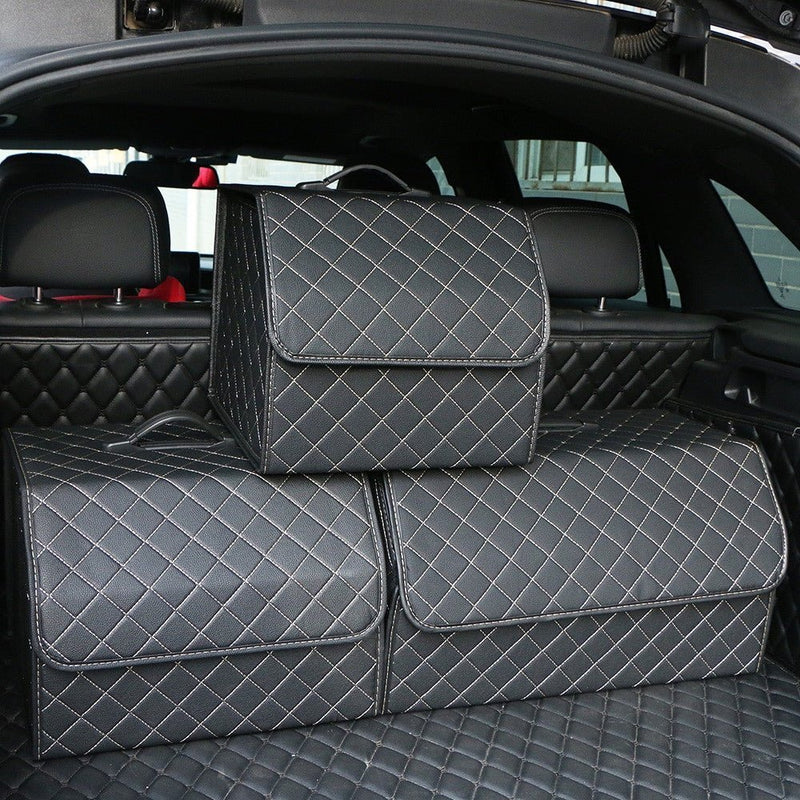 Leather Car Trunk Organizer Box – Large Capacity Folding Storage Bag - Adistore