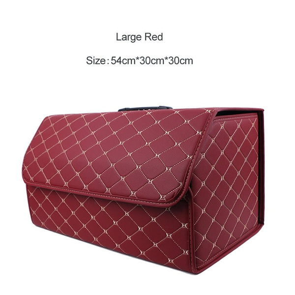 Leather Car Trunk Organizer Box – Large Capacity Folding Storage Bag - Adistore