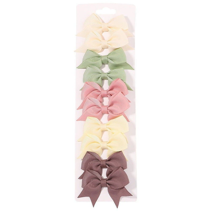 10Pcs Baby Girl Handmade Ribbon Bow Hair Clips – Soft & Stylish Set - Adistore