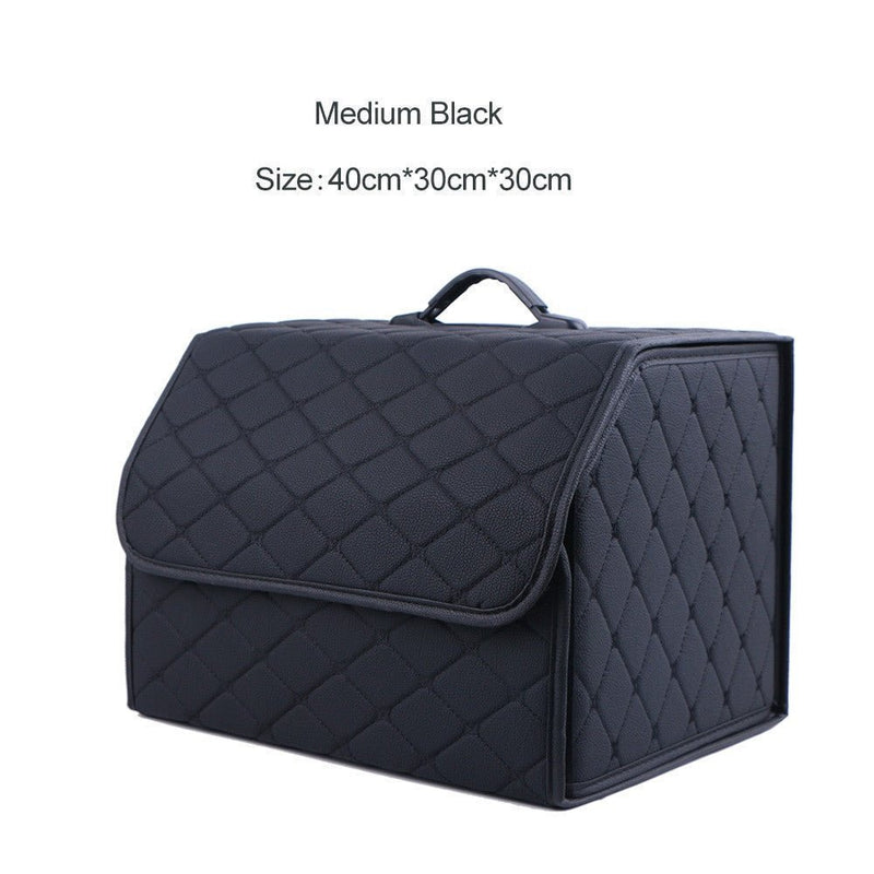 Leather Car Trunk Organizer Box – Large Capacity Folding Storage Bag - Adistore
