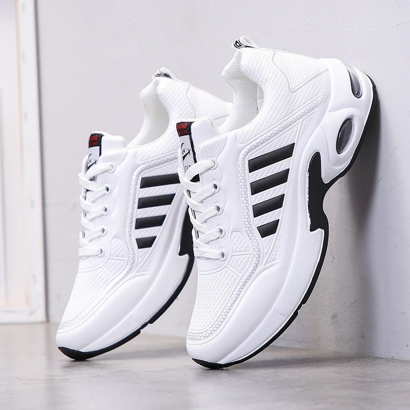 Men's Running Shoes - Breathable Air Cushion Sneakers in White Trainers, Comfortable and Stylish Athletic Footwear.