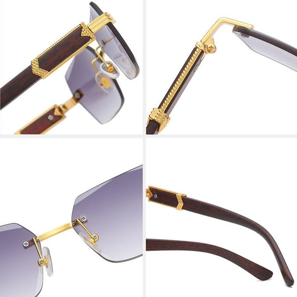 Luxury Rimless Square Sunglasses for Men – Stylish UV Protection