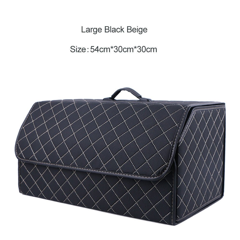 Leather Car Trunk Organizer Box – Large Capacity Folding Storage Bag - Adistore