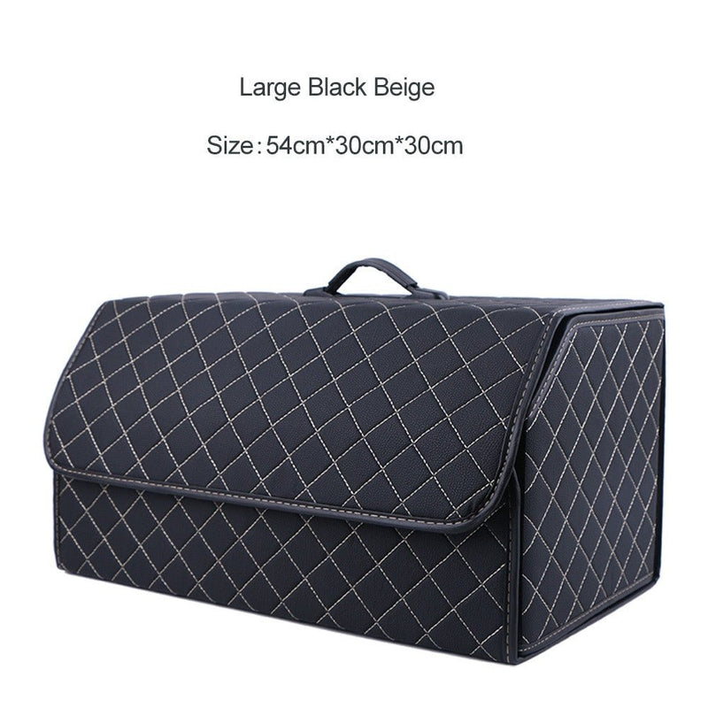 Leather Car Trunk Organizer Box – Large Capacity Folding Storage Bag - Adistore