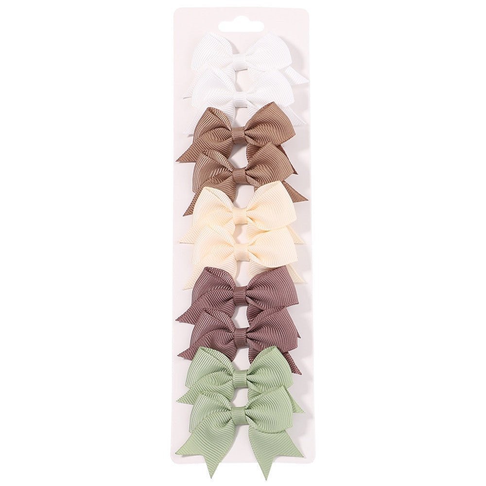 10Pcs Baby Girl Handmade Ribbon Bow Hair Clips – Soft & Stylish Set - Adistore
